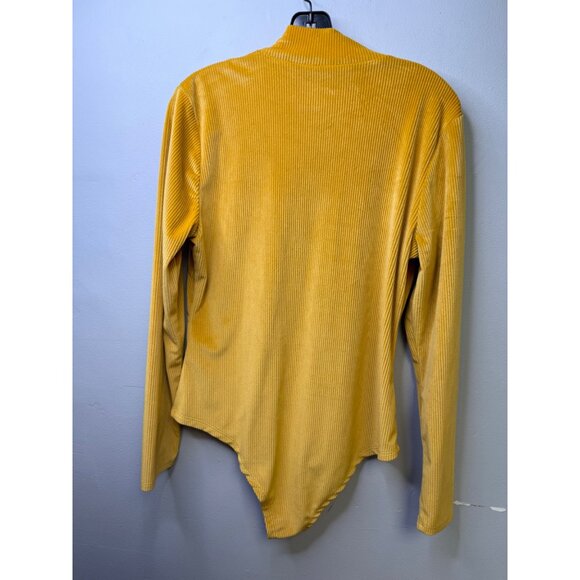 Womens Yellow Corduroy Modcloth Bodysuit - Size XL - Picture 4 of 5